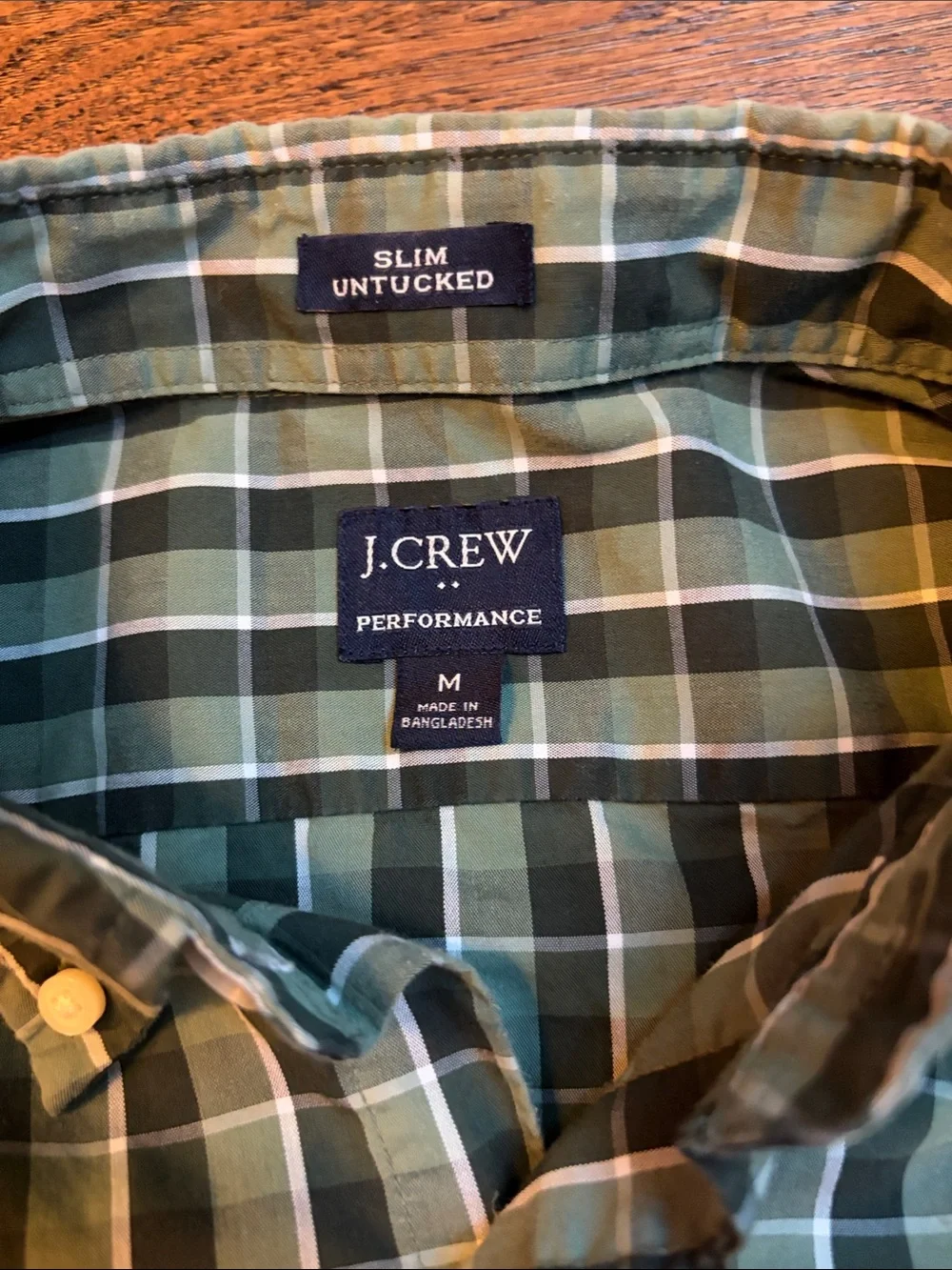 J. Crew Green Plaid slim untucked Button-Down Shirt